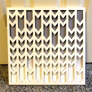 Gray-and-white chevron wall decor